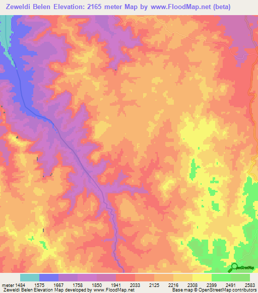 Zeweldi Belen,Ethiopia Elevation Map
