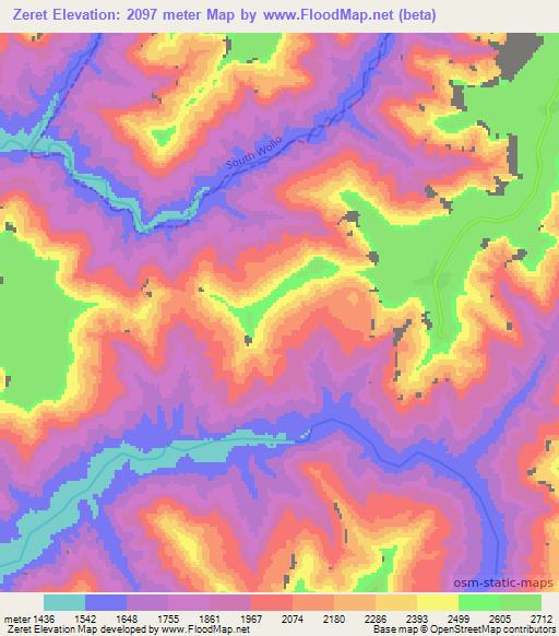 Zeret,Ethiopia Elevation Map