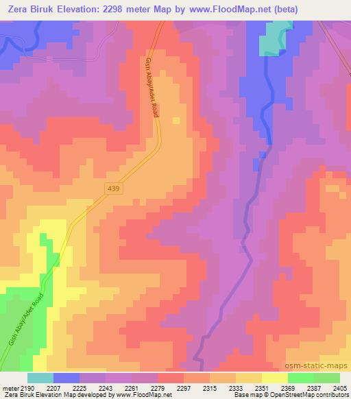 Zera Biruk,Ethiopia Elevation Map