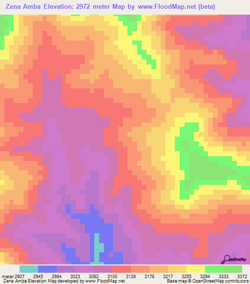 Zena Amba,Ethiopia Elevation Map
