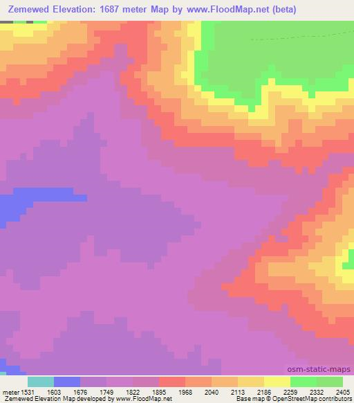 Zemewed,Ethiopia Elevation Map