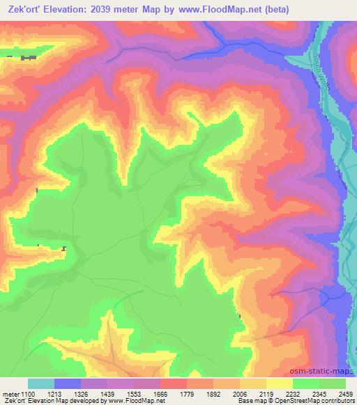 Zek'ort',Ethiopia Elevation Map