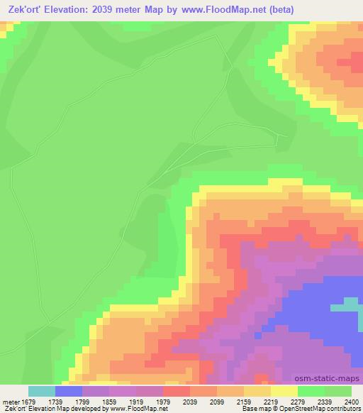 Zek'ort',Ethiopia Elevation Map