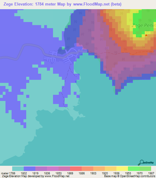 Zege,Ethiopia Elevation Map