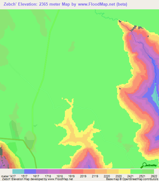Zebch',Ethiopia Elevation Map