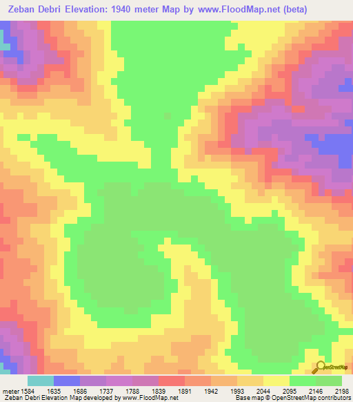 Zeban Debri,Eritrea Elevation Map