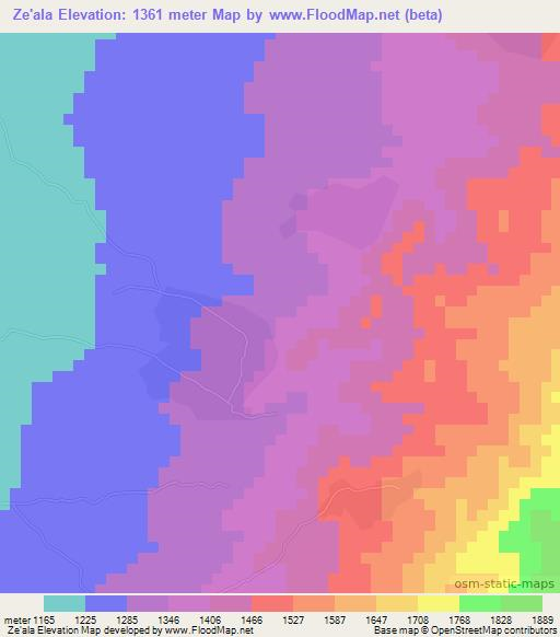 Ze'ala,Ethiopia Elevation Map