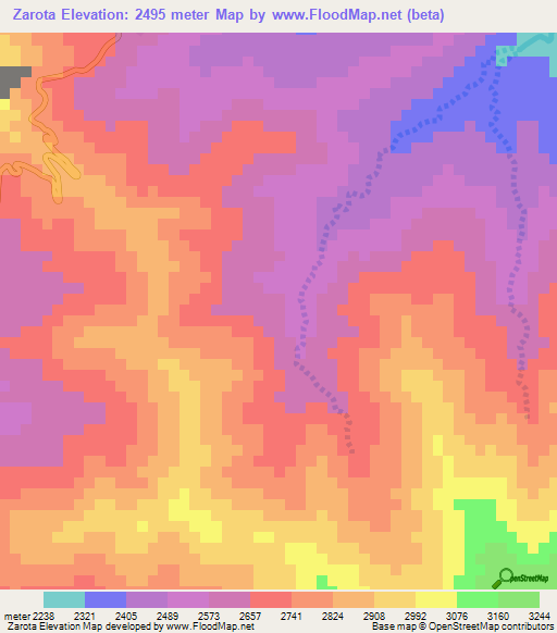 Zarota,Ethiopia Elevation Map