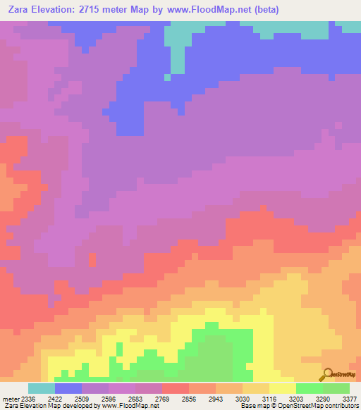 Zara,Ethiopia Elevation Map