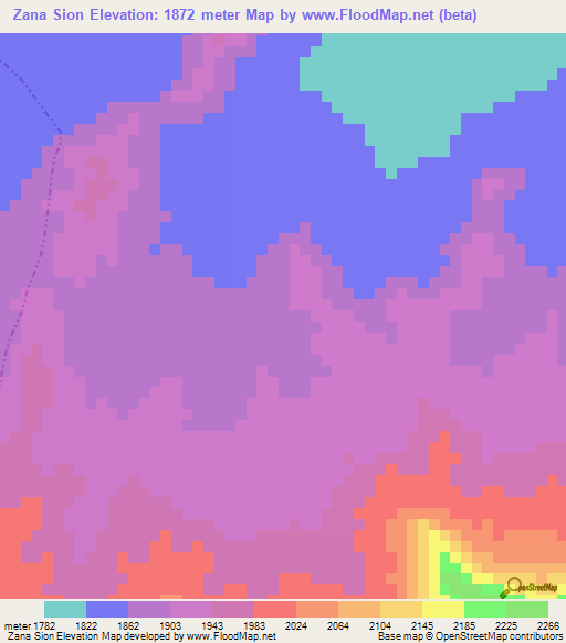 Zana Sion,Ethiopia Elevation Map