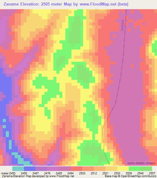 Zaname,Ethiopia Elevation Map