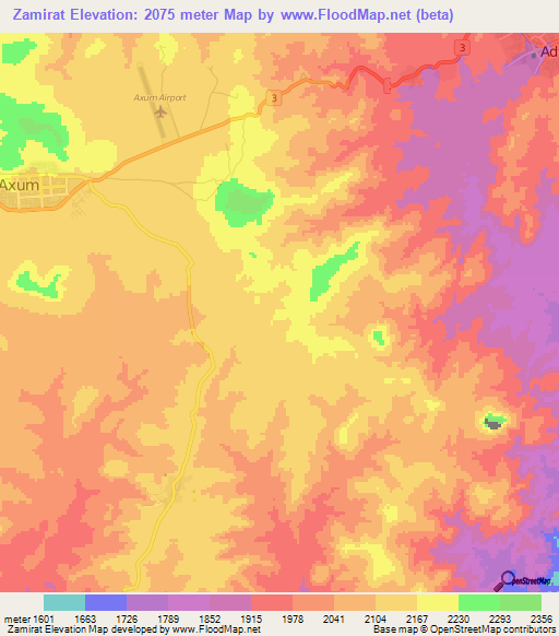 Zamirat,Ethiopia Elevation Map