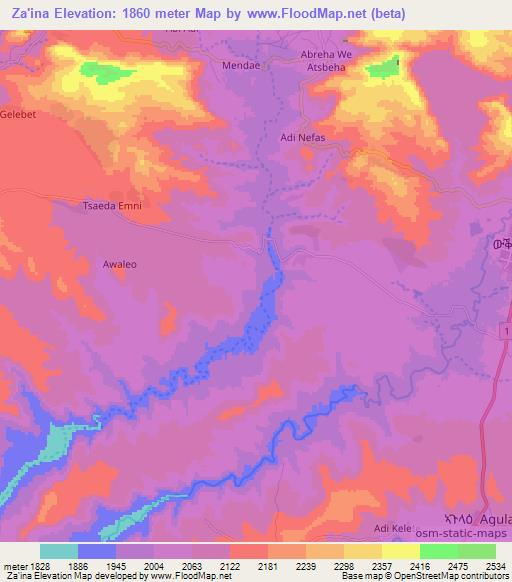 Za'ina,Ethiopia Elevation Map