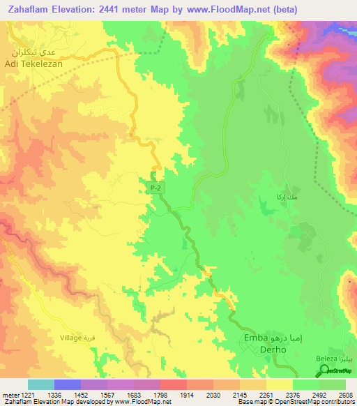 Zahaflam,Eritrea Elevation Map