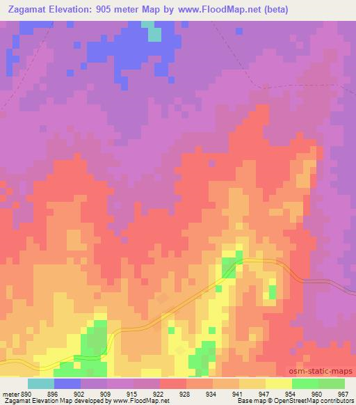 Zagamat,Ethiopia Elevation Map