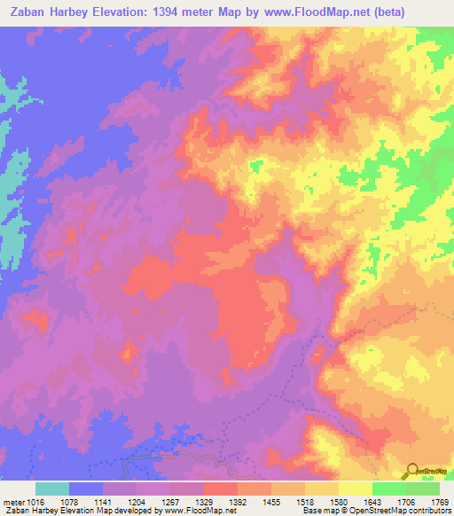 Zaban Harbey,Ethiopia Elevation Map