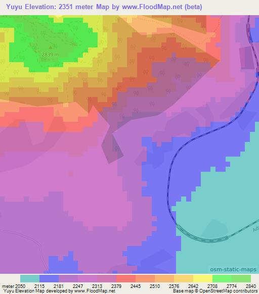 Yuyu,Ethiopia Elevation Map