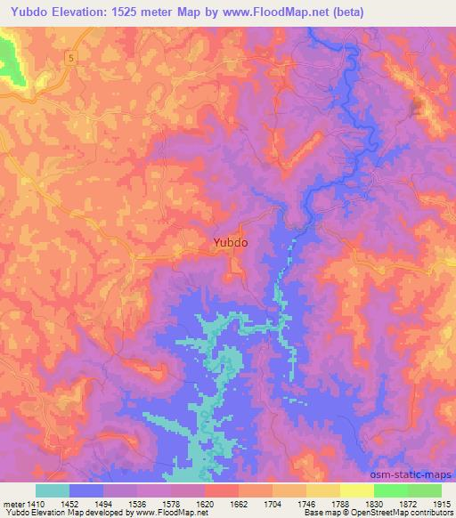 Yubdo,Ethiopia Elevation Map
