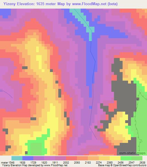 Yizeny,Ethiopia Elevation Map