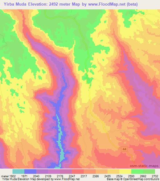 Yirba Muda,Ethiopia Elevation Map