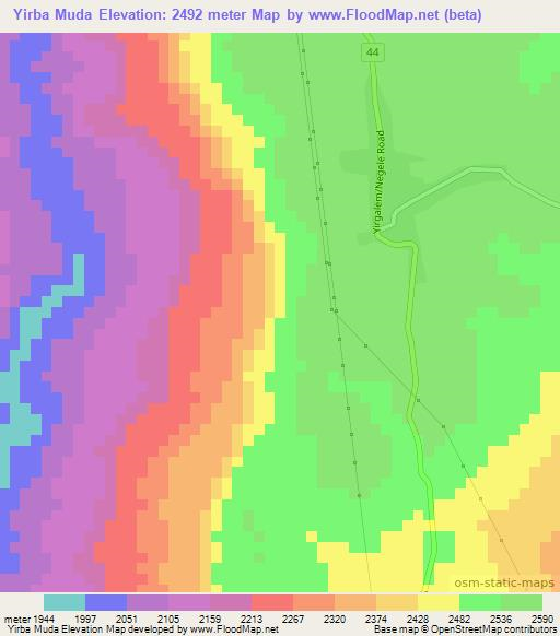 Yirba Muda,Ethiopia Elevation Map