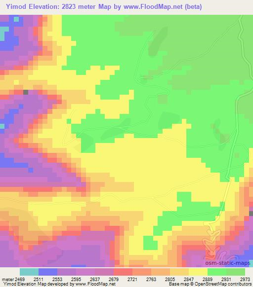 Yimod,Ethiopia Elevation Map