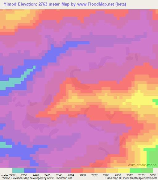 Yimod,Ethiopia Elevation Map