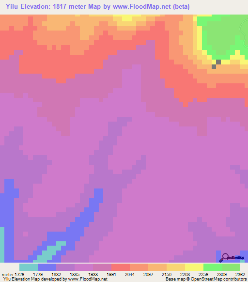 Yilu,Ethiopia Elevation Map
