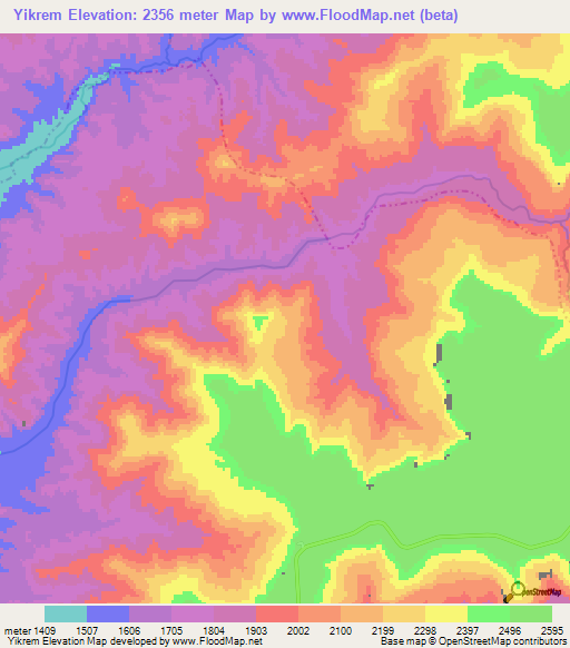 Yikrem,Ethiopia Elevation Map