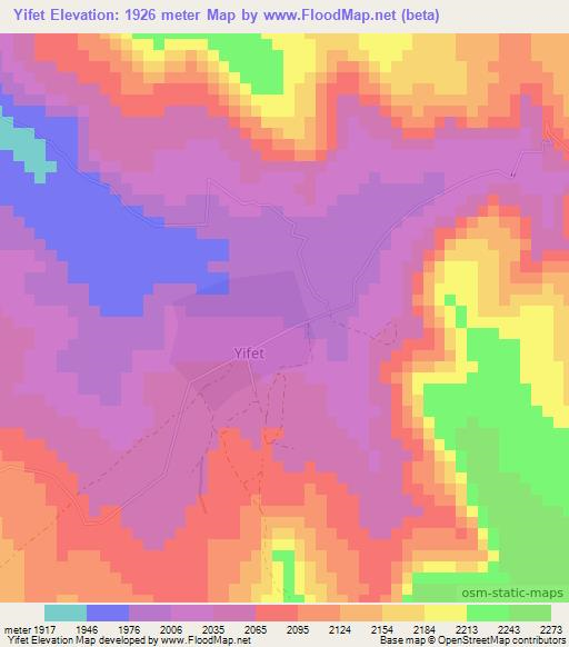 Yifet,Ethiopia Elevation Map