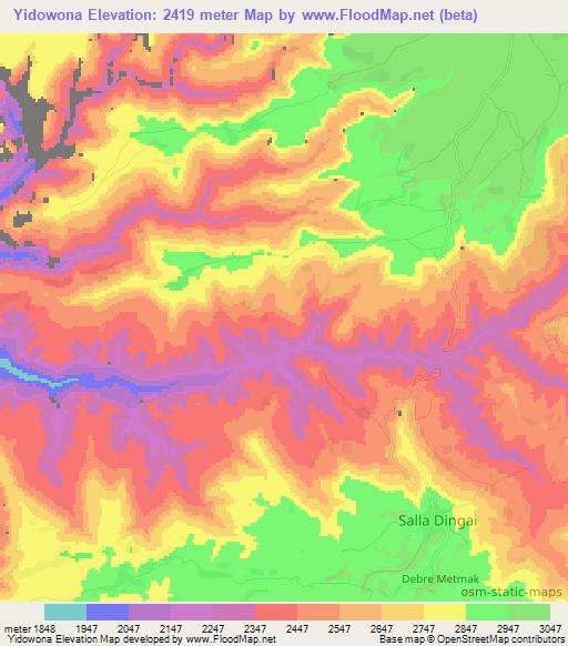 Yidowona,Ethiopia Elevation Map