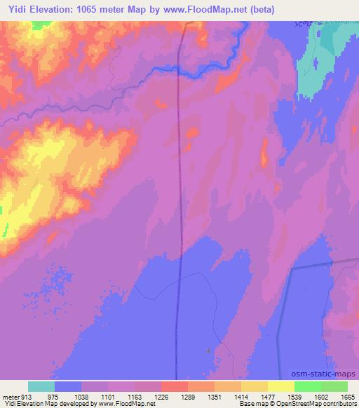 Yidi,Ethiopia Elevation Map