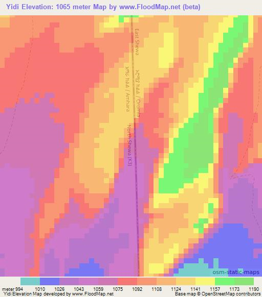 Yidi,Ethiopia Elevation Map