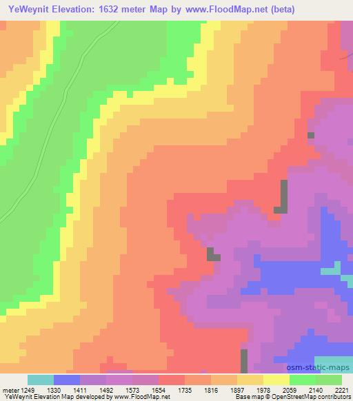 YeWeynit,Ethiopia Elevation Map