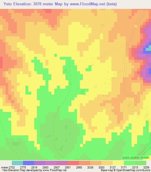Yeto,Ethiopia Elevation Map