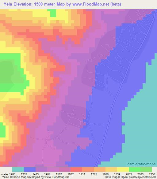 Yela,Ethiopia Elevation Map
