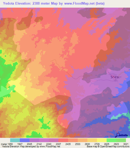 Yedota,Ethiopia Elevation Map