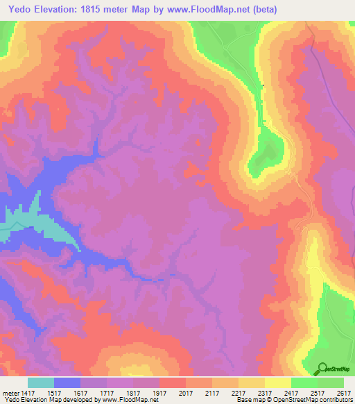 Yedo,Ethiopia Elevation Map
