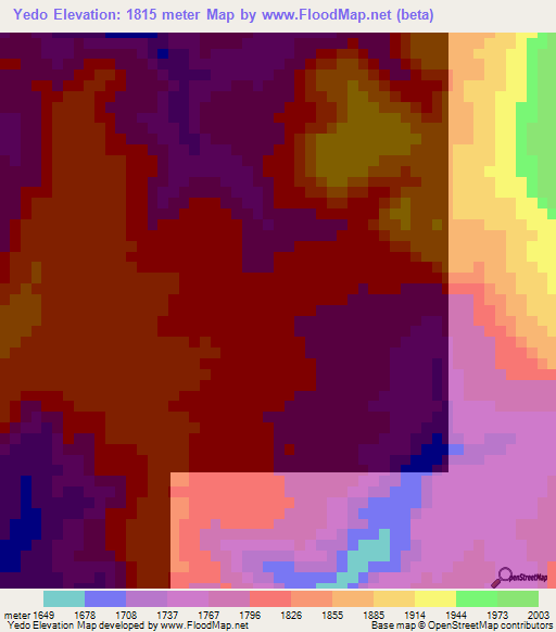 Yedo,Ethiopia Elevation Map