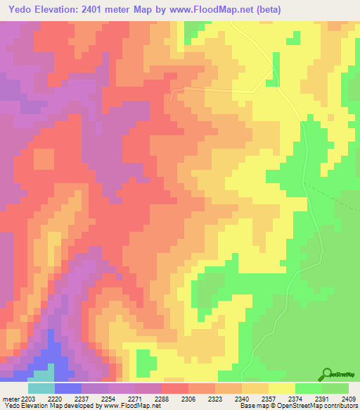 Yedo,Ethiopia Elevation Map