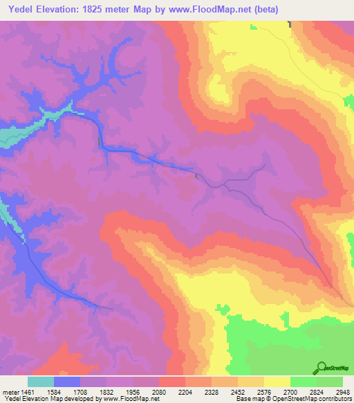 Yedel,Ethiopia Elevation Map