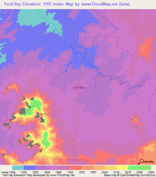 Yech'ilay,Ethiopia Elevation Map
