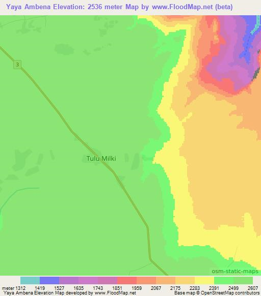 Yaya Ambena,Ethiopia Elevation Map
