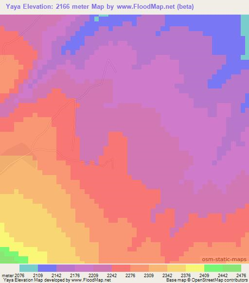 Yaya,Ethiopia Elevation Map