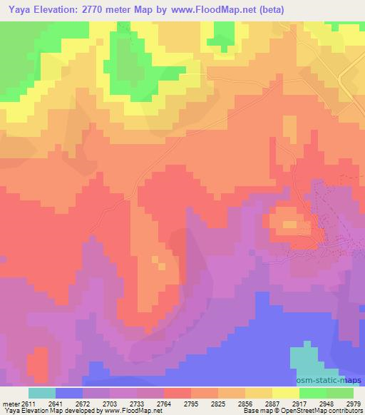 Yaya,Ethiopia Elevation Map