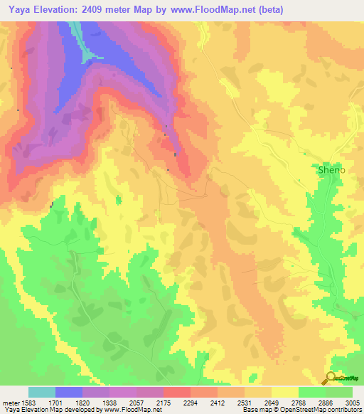 Yaya,Ethiopia Elevation Map