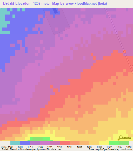 Badaki,Iran Elevation Map