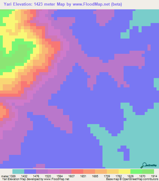 Yari,Ethiopia Elevation Map
