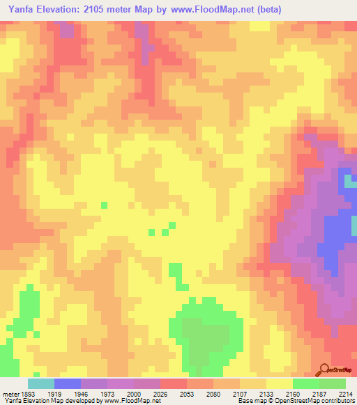 Yanfa,Ethiopia Elevation Map
