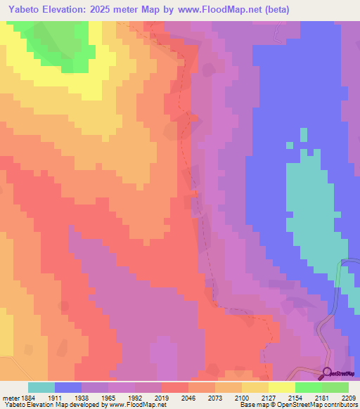 Yabeto,Ethiopia Elevation Map